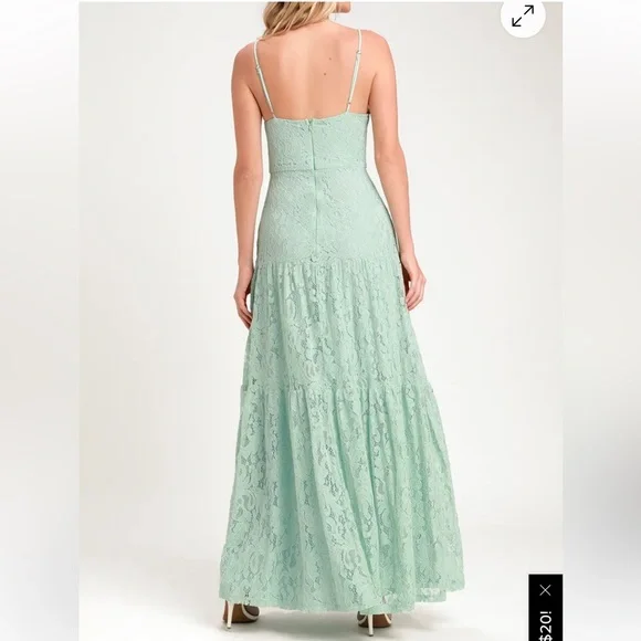 ❤️Mint Green Lace Maxi Dress - Picture 3 of 7